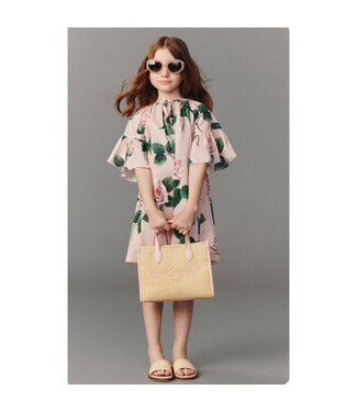 Dolce & Gabbana Short Sleeves Dress Pink with Flowers