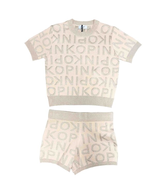Pinko SHORTS + GIROCOLLO VISCOSA LUREX ALLOVER PINKO NUVOLA ROSA