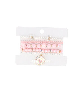 Angels Face PEARL AND PENDANT BRACELET SET PINK/SNOWDROP