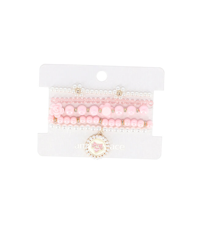 Angels Face PEARL AND PENDANT BRACELET SET PINK/SNOWDROP