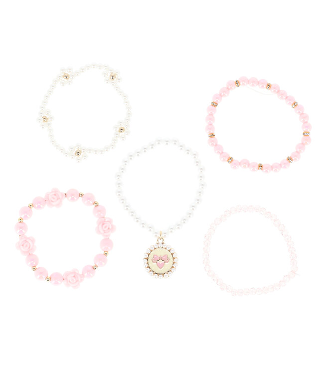 Angels Face PEARL AND PENDANT BRACELET SET PINK/SNOWDROP