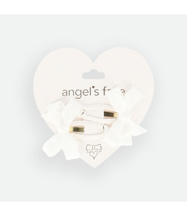 Angels Face TWO PACK BOW CLIPS SNOWDROP