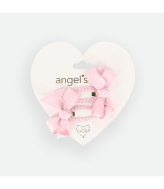 Angels Face TWO PACK BOW CLIPS PINK