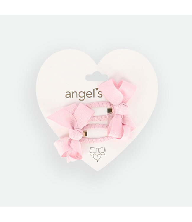Angels Face TWO PACK BOW CLIPS PINK