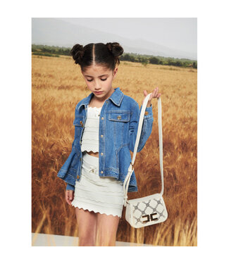 Elisabetta Franchi COMPLETO TRICOT IN VISCOSA CON ROUCHES PANNA CHIARO