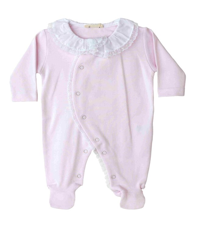 Baby Gi COTTON BABYGROW W/ LACE PINK RND53M_I03.V00