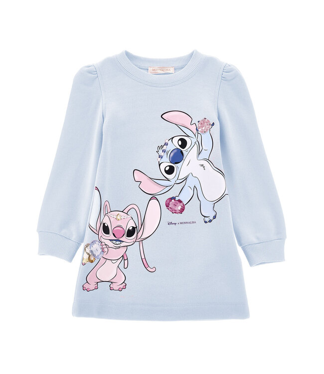 Monnalisa ABITO AVVITATO FELPA COTO Celeste