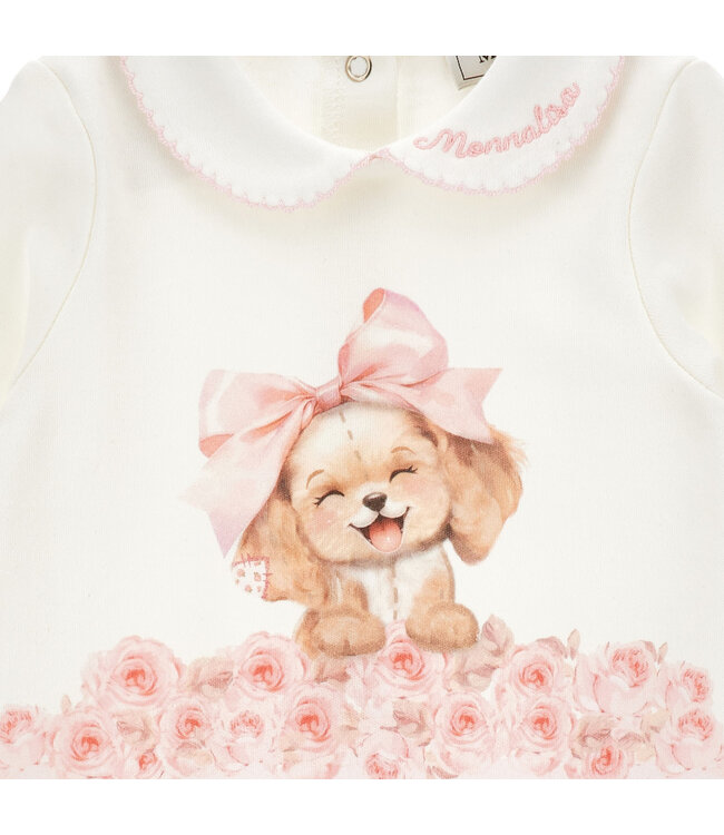Monnalisa TUTINA ST.PUPPY INTERLOCK Panna+Rosa Antico