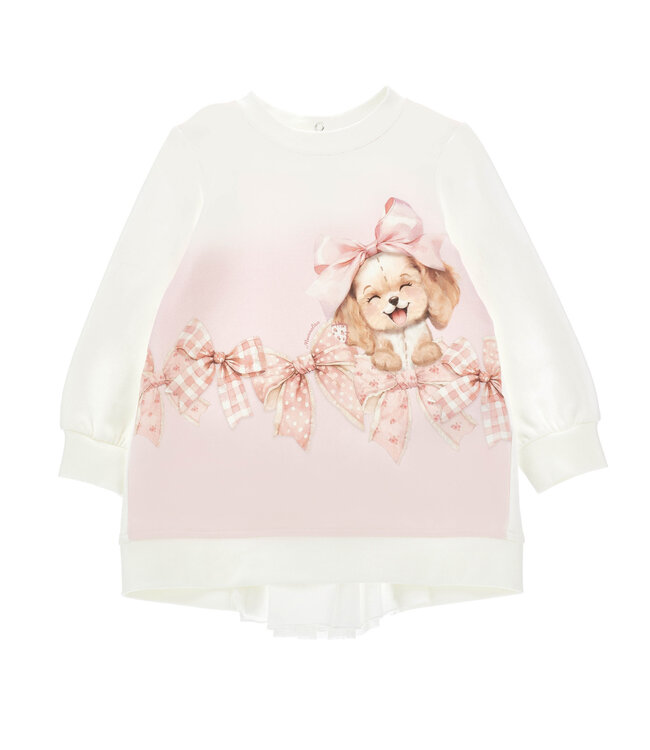 Monnalisa ABITO FELPA FELPA STRETCH Panna+FairyTale