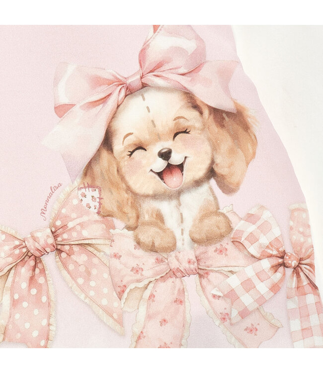 Monnalisa ABITO FELPA FELPA STRETCH Panna+FairyTale