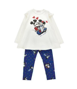 Monnalisa MAXI T-SHIRT+LEGGINGS JER panna+blu
