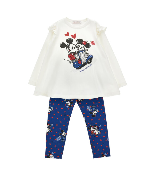 Monnalisa MAXI T-SHIRT+LEGGINGS JER panna+blu