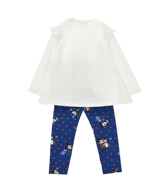 Monnalisa MAXI T-SHIRT+LEGGINGS JER panna+blu