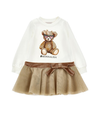 Monnalisa ABITO ST.HALLO TEDDY FELP panna/ecru