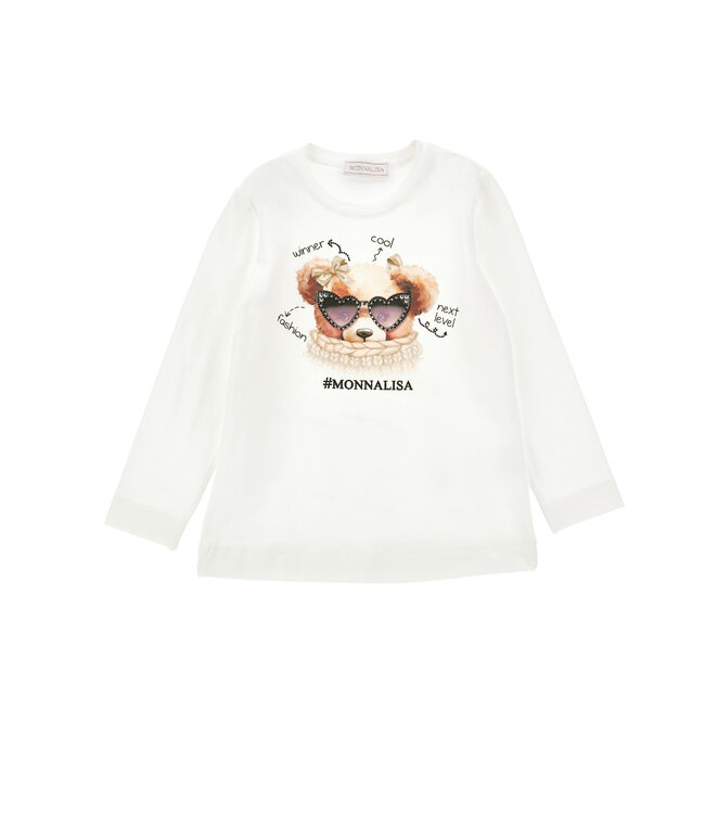 Monnalisa T-SHIRT ST.TEDDY JERSEY Panna