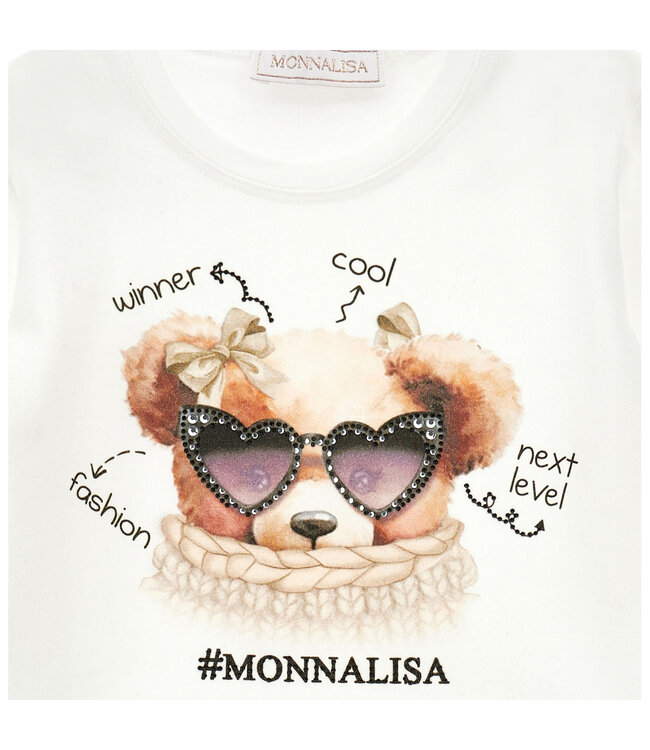 Monnalisa T-SHIRT ST.TEDDY JERSEY Panna
