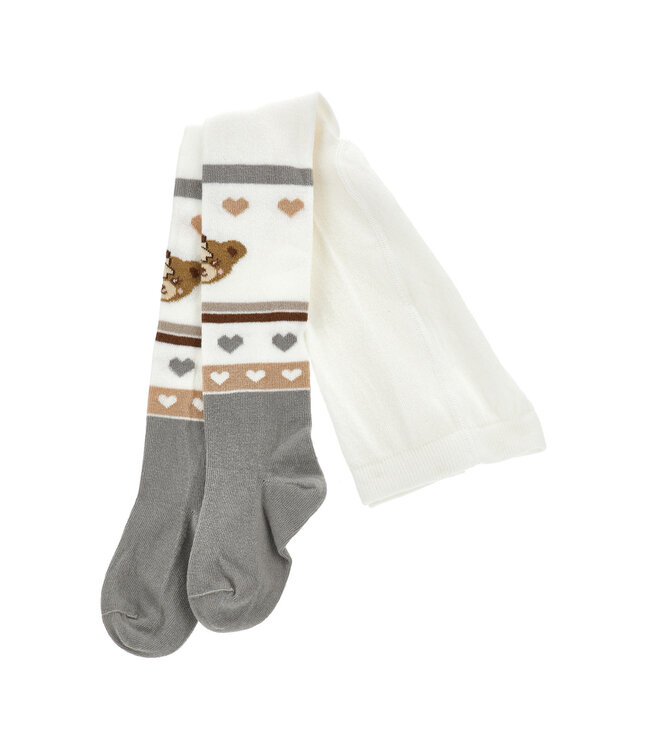 Monnalisa COLLANT BEARS CALDO COTON panna+grigio