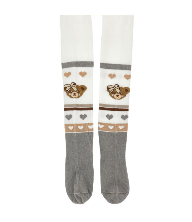 Monnalisa COLLANT BEARS CALDO COTON panna+grigio