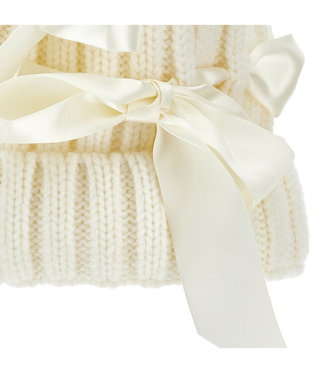 Monnalisa BERRETTO FIOCCHI MIX WOOL Panna