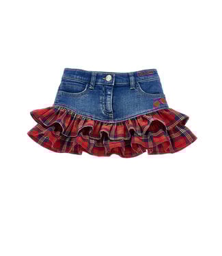 Monnalisa MINIGONNA GALE DENIM FLEE Blu Stone Denim