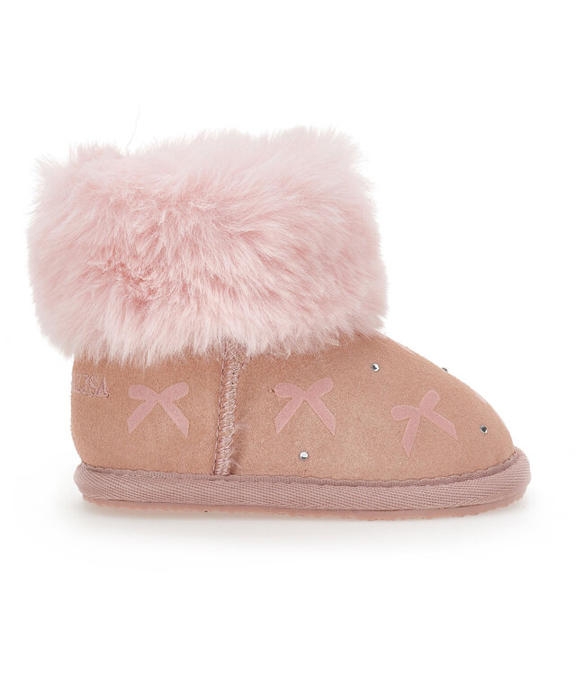 Monnalisa STIVALETTO CON FIOCCHINI rosa antico couture