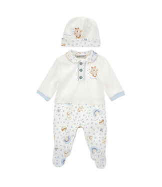 Monnalisa COMPLETO TUTINA + CUFFIA panna+nuvola