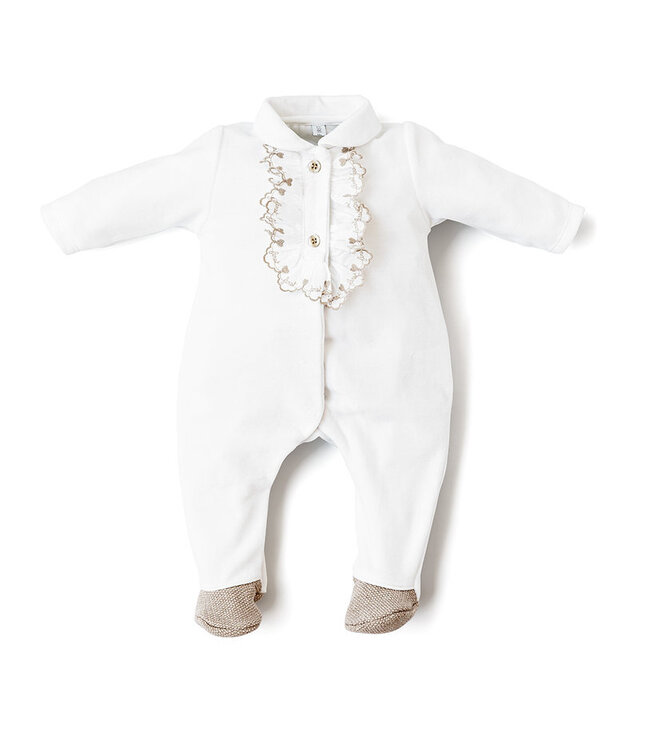 First white/beige velvet rompersuit 9903120_0135