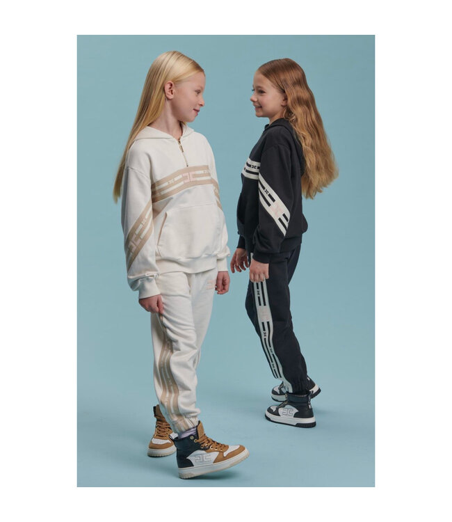 Elisabetta Franchi FELPA CON CAPPUCCIO E BANDE LOGATE FELPA NERO/MILK-NERO-ROSA BABY EFFE154.0.FF002.N085