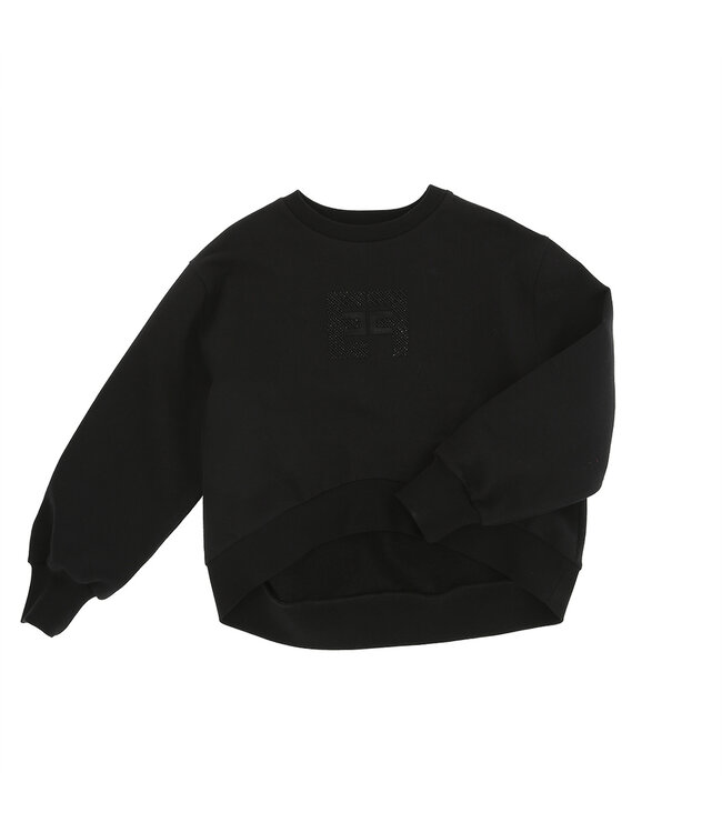 Elisabetta Franchi FELPA CON FONDO ASIMMETRICO E RICAMO LOGO NERO EFFE158.0.FF002.N000