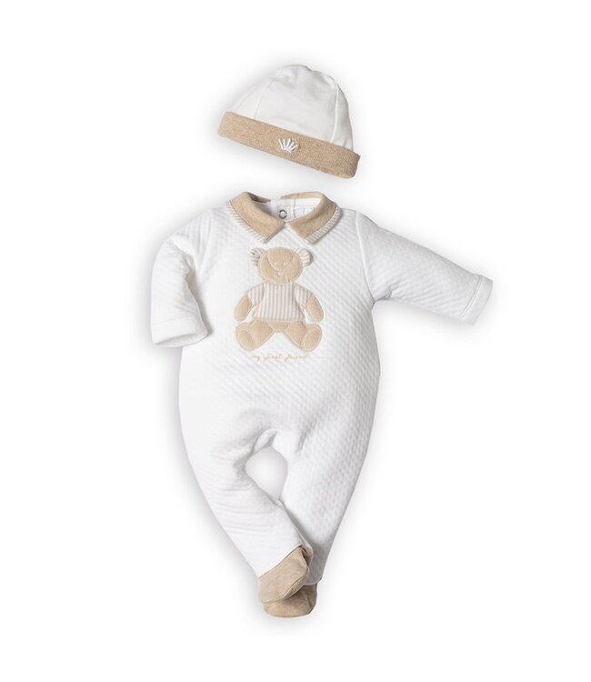 First BO B rompersuit LONDON teddy  6103126_0135 white-beige