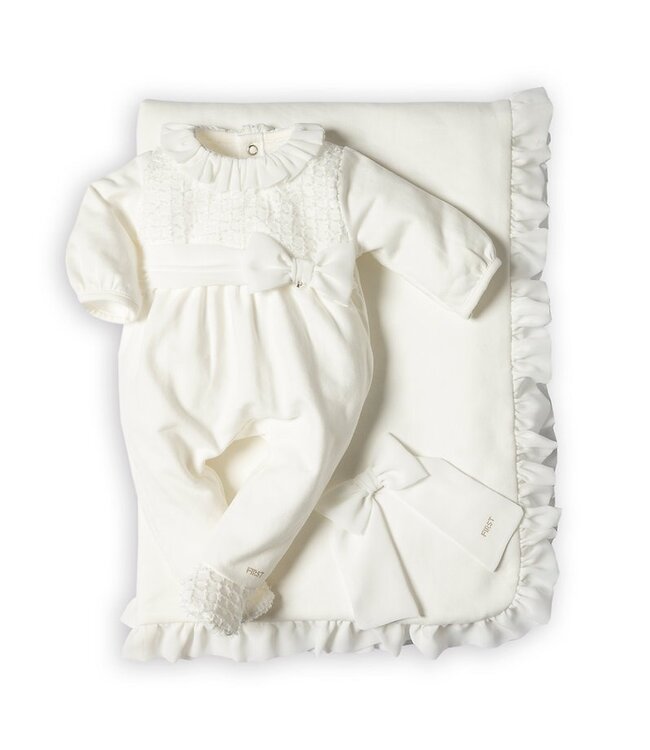 First BO G rompersuit bow COUTURE 6103103_02 off white