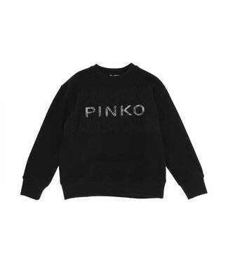 Pinko FELPA CON STAMPA E INSERTO PIZZO NERO-BIANCO-NERO KFFE024.C.FF015.D840