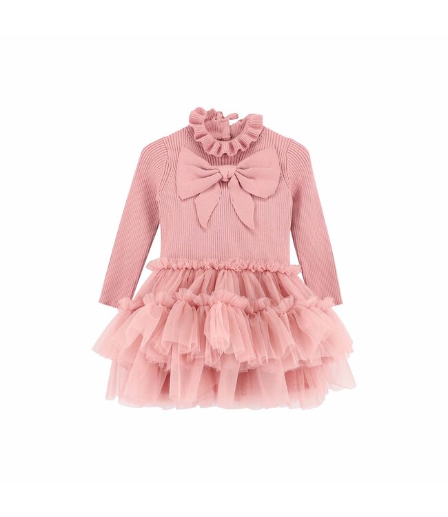 Angels Face BLISS BABY KNITTED AND TULLE DRESS TEA ROSE