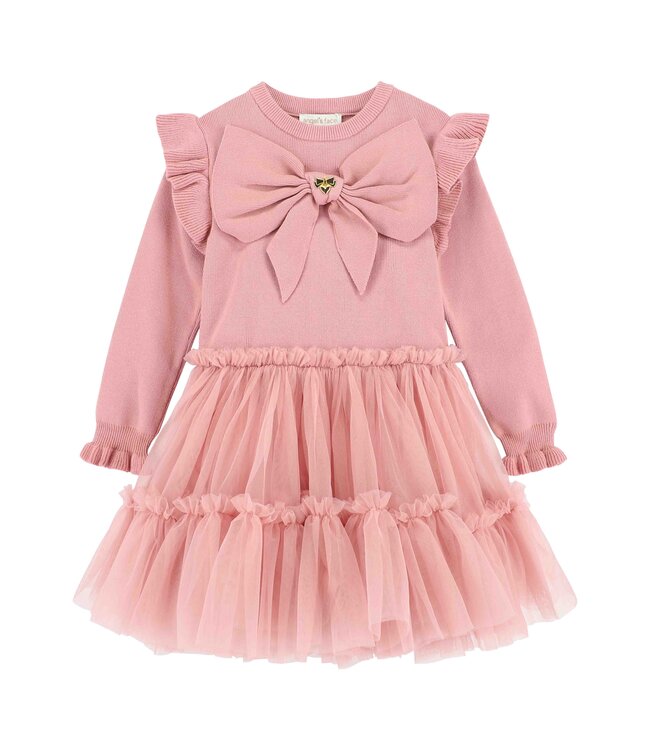 Angels Face BLISS KNITTED AND TULLE DRESS TEA ROSE