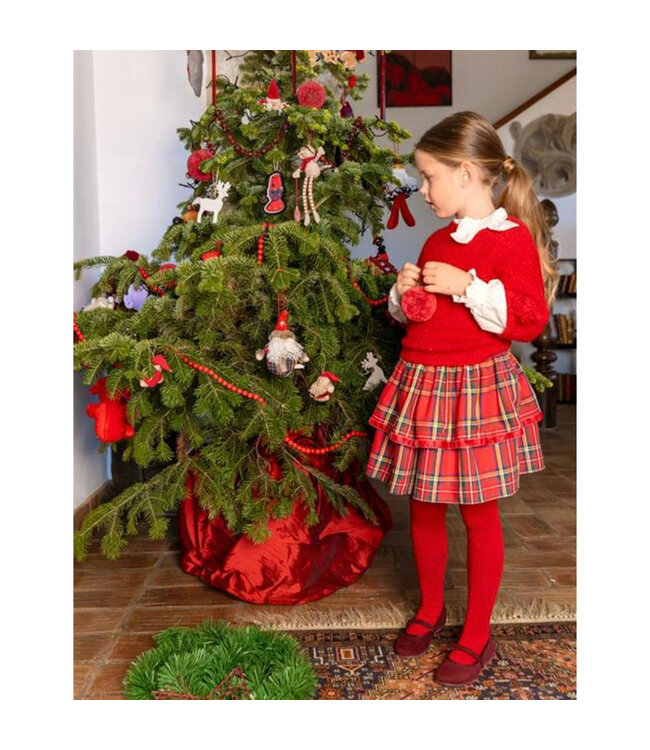 Tutto Piccolo Jumper & Skirt & Tights - Red 3857w25