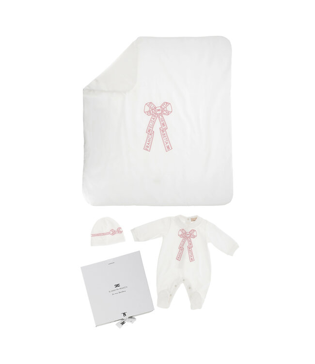 Elisabetta Franchi KIT TUTINA TU146+CAPPELLO CP077+COPERTA CO081 AVORIO/ORTENSIA