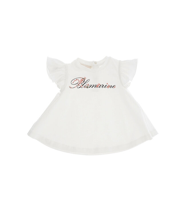 Miss Blumarine T-SHIRT CON MANICHE VOLANT + BERMUDA IN POPELINE STAMPA FIORI MULTICOLOR