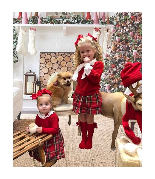 Tutto Piccolo Jumper & Skirt & Tights - Red 3857w25