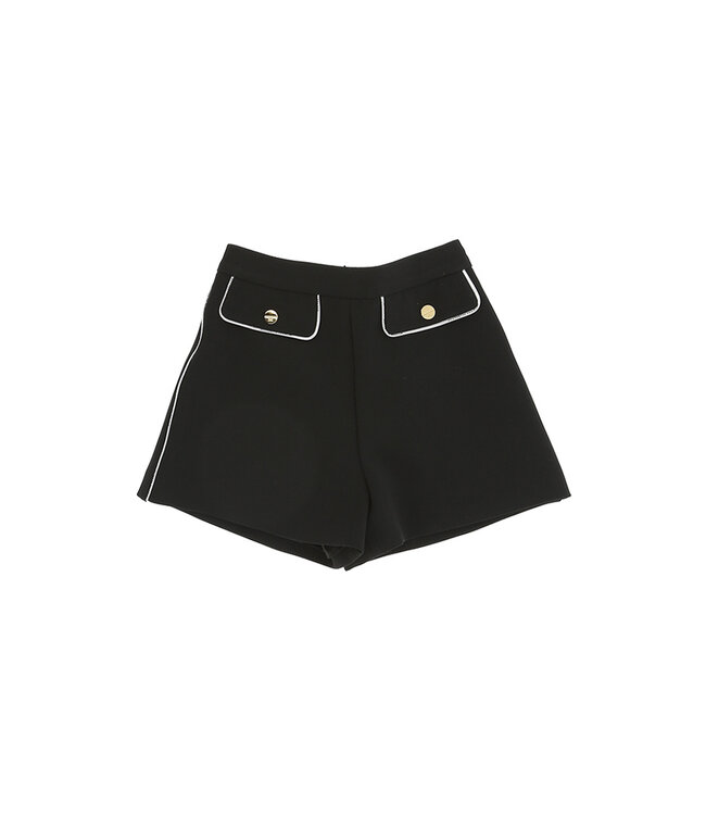 Elisabetta Franchi T-SHIRT + SHORTS M/C CON RICAMO DOPPIA C IN PAILLETTES NERO/ORO