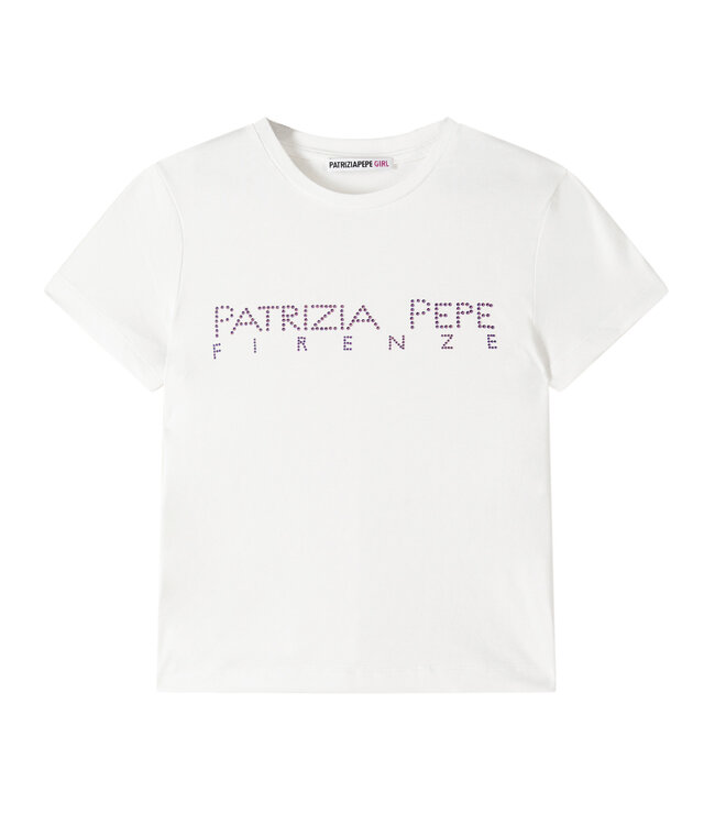Patrizia Pepe MAGLIA/TOP Bianco&Lilac strass 7M0809_J331_W419