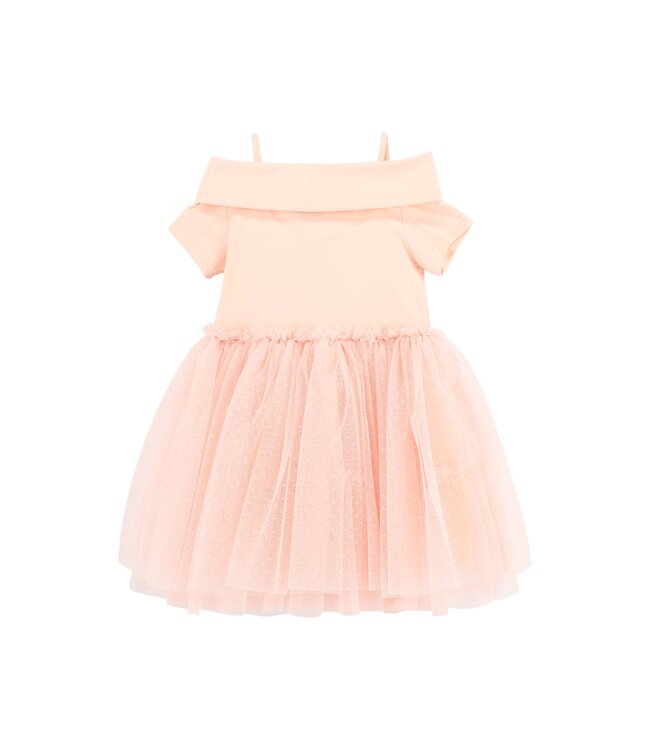 Angels Face AUDREY OFF THE SHOULDER TEA DRESS PEACH