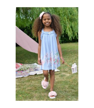 Angels Face FORTUNA BORDER PRINT PLEATED DRESS PRETTY BLUE