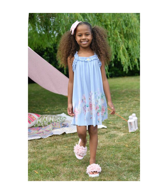 Angels Face FORTUNA BORDER PRINT PLEATED DRESS PRETTY BLUE