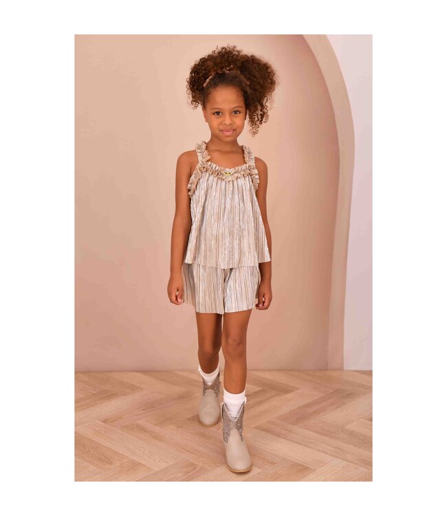 Angels Face FORTUNA METALLIC PLEATED TOP + FORTUNA METALLIC PLEATED SHORTS CHAMPAGNE