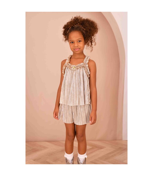 Angels Face FORTUNA METALLIC PLEATED TOP + FORTUNA METALLIC PLEATED SHORTS CHAMPAGNE