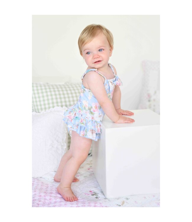 Angels Face GUPPIE GARDEN FLOWER PRINT BABY SWIMSUIT PRETTY BLUE