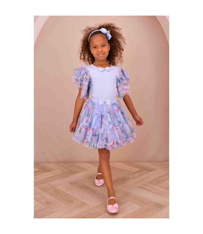 Angels Face LORETTA GARDEN FLOWER TOP + PIXIE GARDEN FLOWER PRINT TUTU PRETTY BLUE