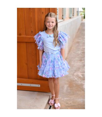 Angels Face LORETTA GARDEN FLOWER TOP + PIXIE GARDEN FLOWER PRINT TUTU PRETTY BLUE