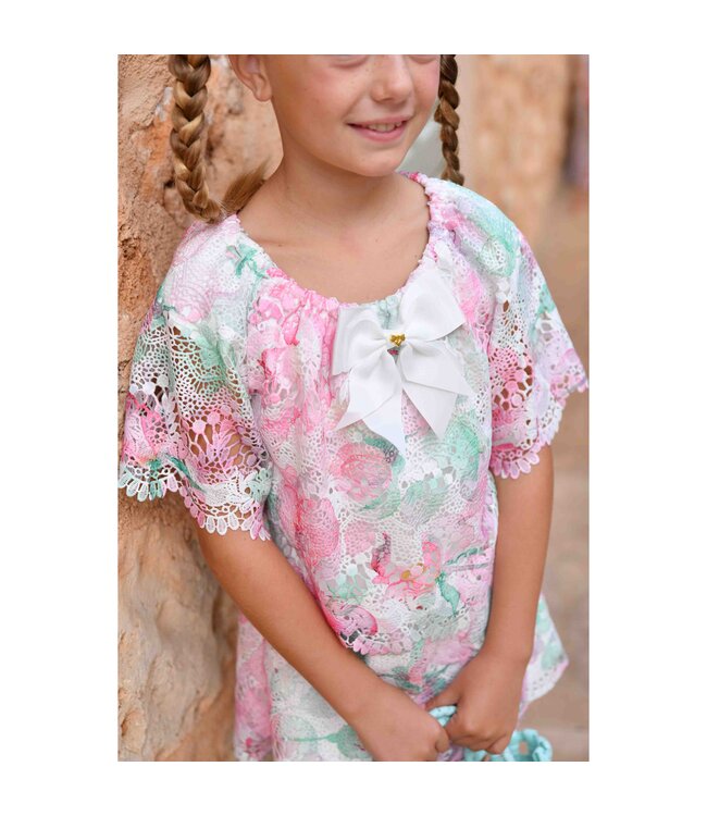 Angels Face MARIA MIX PRINTED LACE TOP + SARAH MIX PRINTED LACE SHORTS SNOWDROP/MIX