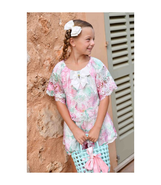 Angels Face MARIA MIX PRINTED LACE TOP + SARAH MIX PRINTED LACE SHORTS SNOWDROP/MIX